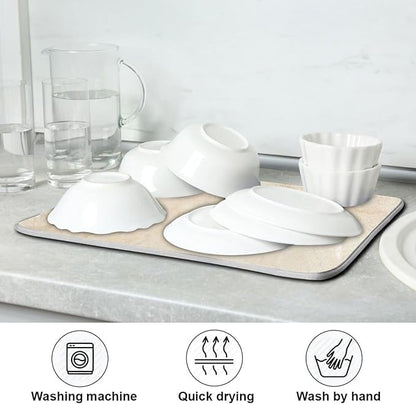 Dish Drying Mats Drying Matt for Kitchen Counter Sink Dishes Natural White Marble Texture Microfiber Dish Drying Pad 16 x 18 Inches