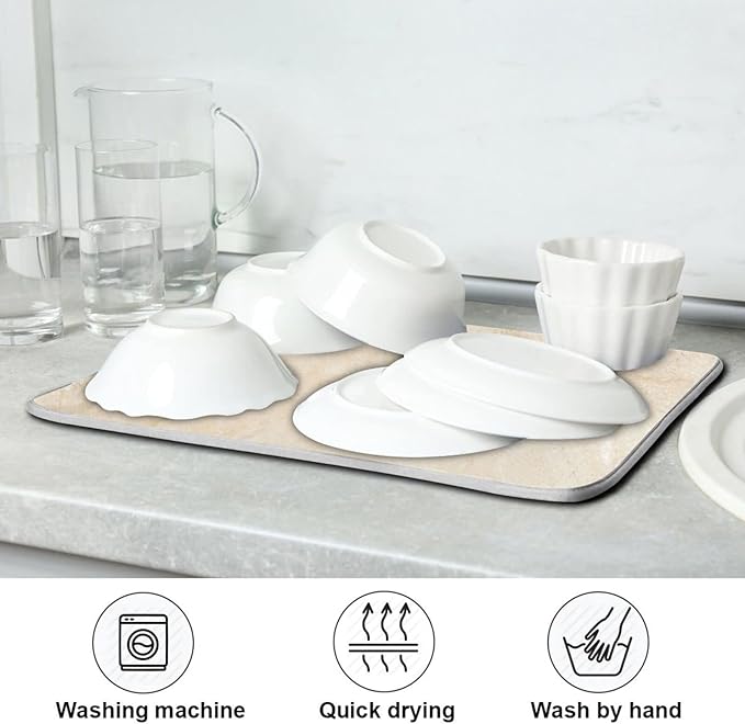 Natural Marble Texture Microfiber Dish Drying Mat Absorbent Dish Draining Mat Large Size 18 x 24 Dishes Drainer Mat for Countertop Dish Drying Pads