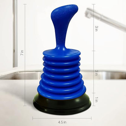 Meadow Lane Small 7" Sink Plunger - Mini Clog Remover for Kitchen & Bathroom Sink Drains - Hand Ergonomic, Space-Saving & Powerful Suction - Universal Fit, Commercial Grade, Blue/White, 2-Pack