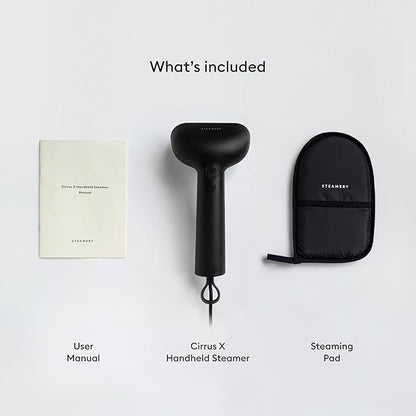 Steamery Handheld Clothes Steamer Cirrus X, 1200W, Steam Output 20g/min, Heat up in 20 Seconds, Portable, Minimalistic, Scandinavian design, Black