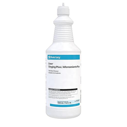 Diversey CREW 9302467 Clinging Plus Toilet Bowl Cleaner, Commercial Strength Formula Cleans Urinals, Ceramic, Porcelain, Unscented Green Liquid, Ready-to-Use Squeeze, 32-Ounce (Pack of 12)