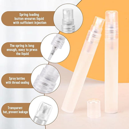 Mozeat Lens 6 PCS 10ml Mini Spray Bottle Plastic Portable Travel Bottle Fine Mist Refillable Mini Perfume Sample Bottles Clear Plastic Spray Bottle Empty for Cleaning Travel Essential Oils
