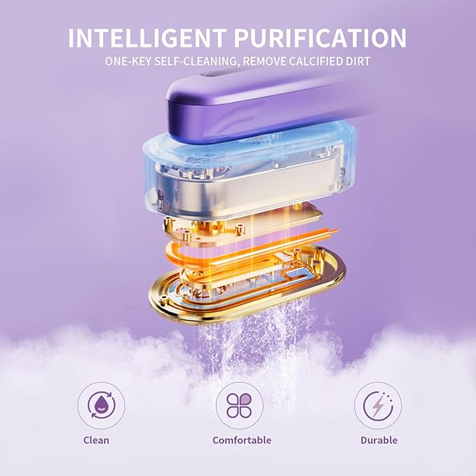 Heapsion Steamer for Clothes, 2-in-1 Portable Handheld Garment Steamer & Iron with Self-Cleaning, 1200W Powerful & 30s Fast Heat-Up, Large Ceramic Panel, for Travel, Home and Office Use Mini, Purple