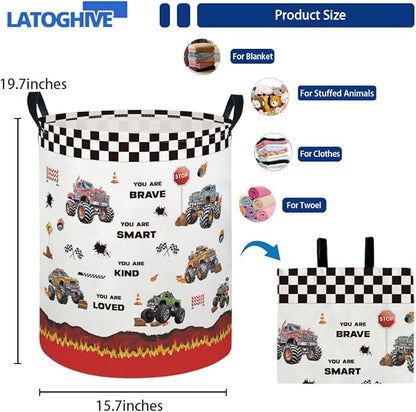 Baby Laundry Hamper kids laundry Basket Waterproof Laundry Bag for Bedroom Toy Clothes Organizer Room Décor(Truck)