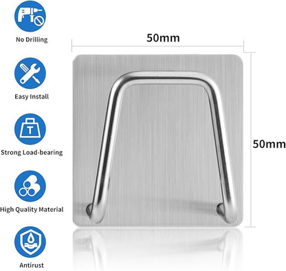 Luckyiren Adhesive Sponge Holder for Kitchen Sink, SUS304 Stainless Steel Scrubber Hanger Caddy Accessories Storage Rack Stand for Scratch Scrub Dishcloth Dishrag Exfoliator Strainer Stopper