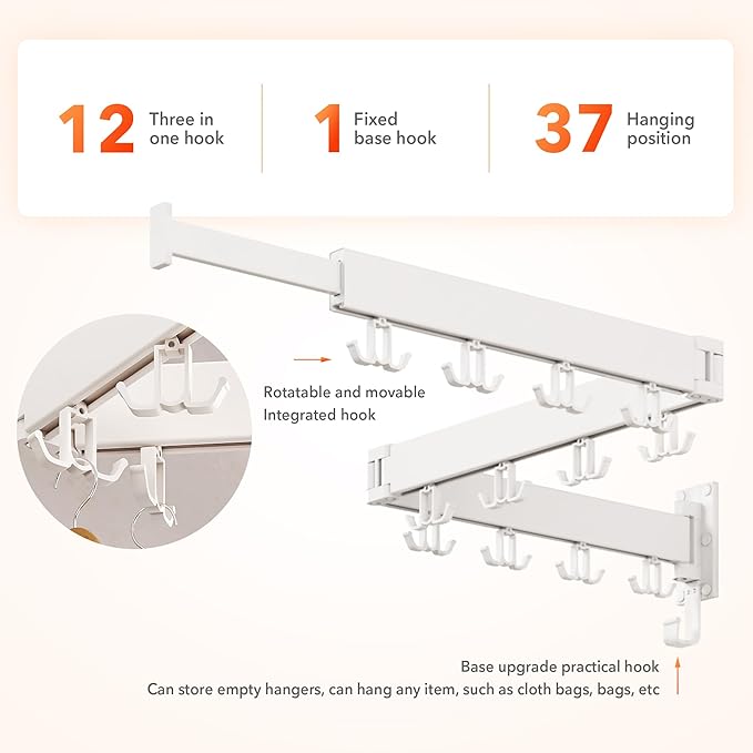 HEILAIYI Drying Rack Clothing Wall Mounted,Clothes Drying Rack,Laundry Drying Rack,Collapsible Dying Racks for Laundry,Foldable Clothes Dryer Rack,Clothes Hanger Rack Wall Mount