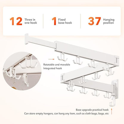 HEILAIYI Drying Rack Clothing Wall Mounted,Clothes Drying Rack,Laundry Drying Rack,Collapsible Dying Racks for Laundry,Foldable Clothes Dryer Rack,Clothes Hanger Rack Wall Mount