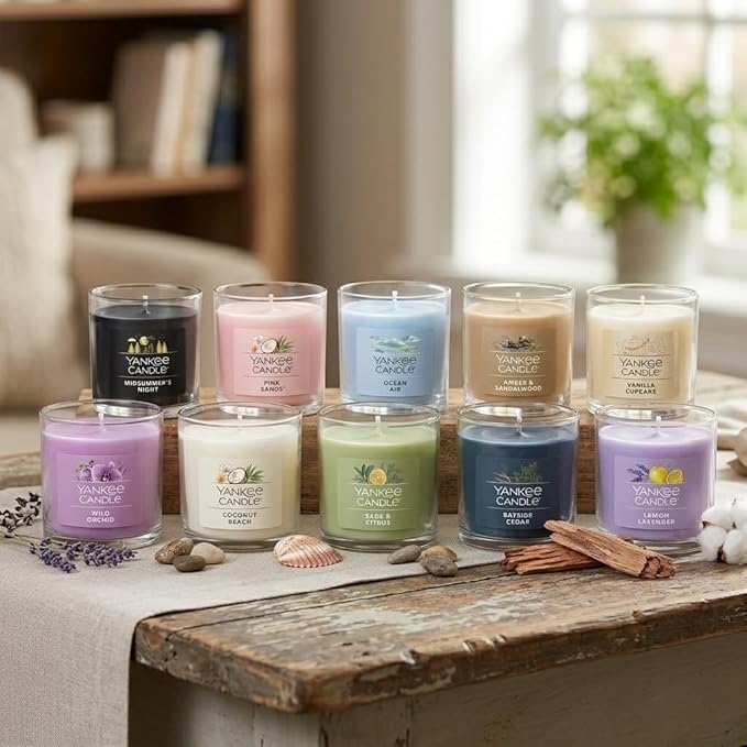 Yankee Candle Mini Jar Scented, Lilac Blossoms, Premium Floral Home Fragrance Wax Blend Long Lasting Aroma for Daily Relaxation, 1.3 Ounce (Pack of 4)