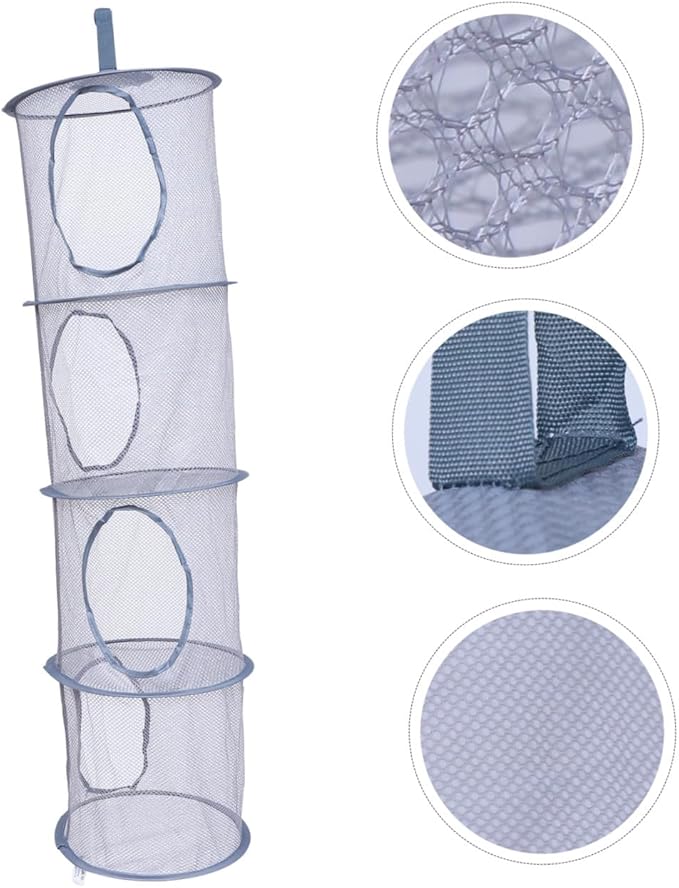 Alipis Woven Laundry Drying Basket 4 Tier Collapsible Storage Cage Small Storage Basket for Bathroom Balcony