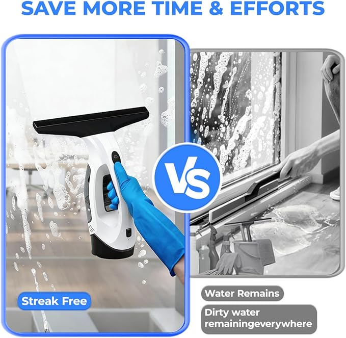 Window Vacuum Squeegee Cordless Electric Window Cleaner Tool 11 inches Window Cleaning Kit Shower Squeegee for Shower Doors, Mirrors, Car Windshields and Tiles