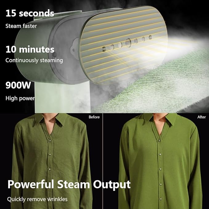 nexdoo G6 2-in-1 Portable Steamer for Clothes and Iron for Clothes, Just 0.7lbs Lightly, 10 Minutes of Continuous Steam, 900W Light Steamer for travel and home (yellow)