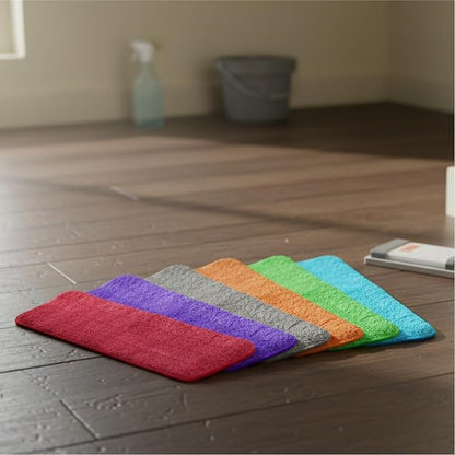 Microfiber Replacement Mop Pads, 18" x 6" Wet & Dry Home & Commercial Cleaning Refills, Colorful Reusable Floor Mop Pads, Washable Floor Cleaning Pads, 6 Pack