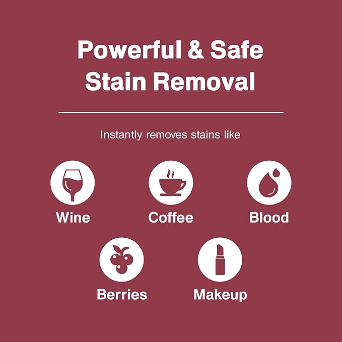18 Pack Stain Remover Wipe – Travel Wipes for Clothes, Carpet, Upholstery, & Laundry, Instant Removal of Stubborn Red Wine, Blood, Coffee - Everyday Stains, Pocket Stain Treater Towelettes