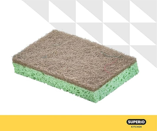 Kitchen Sponges for Washing Dishes, Non-Scratch Cellulose Dish Scrub Sponges, Cleaning Sponges for Household Use, Safe Cleaning Products, Kitchen Sponges Pack of 2, by Superio