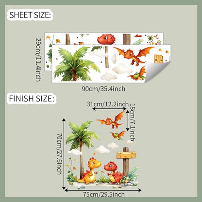 Wall Stickers Decals Kids Peel and Stick Removable for Nursery Kids Bedroom Living Room décor Boys Playroom (Little Dinosaurs)