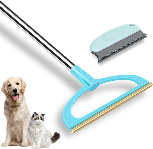 Carpet Rake for Pet Hair Removal, Pet Hair Removal Tool Set of 2, 56” Long Handle Carpet Pet Hair Removal Carpet Scraper Dog Cat Hair Remover for Sofa, Couch, Car, Rug,Stairs