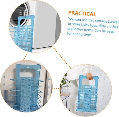 Foldable Laundry Hamper with Handle Large Capacity Clothes Basket Organizer for Bathroom Bedroom Nursery Wall Mountable Storage Space Saving Dirty Clothes Basket