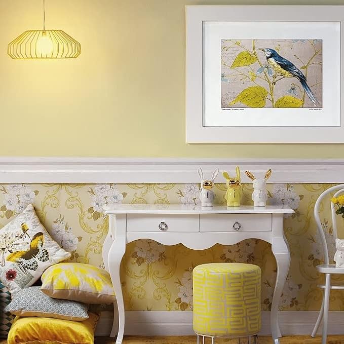 HeloHo Solid Light Yellow Wallpaper Matte Textured Peel and Stick Wallpaper 118"X15.7" Self Adhesive Removable Wall Paper Waterproof Contact Paper for Living Room Bedroom Decor