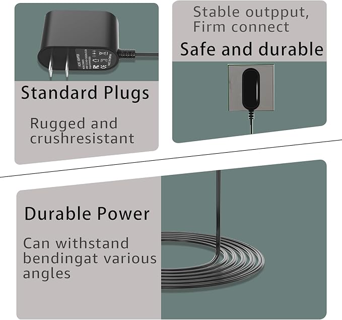 Replacement for Voweek Electric Spin Scrubber 9V Charger,Compatible with Voweek SP02/VWS211/ LABIGO LA1 Electric Spin Scrubber Power Cord Charger(1Pcs)