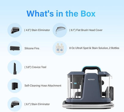 Portable Carpet & Upholstery Spot Cleaner, Compact Strong-Suction Machine with Scrubbing Brush, Removes Pet Stains, Spills & Dirt from Furniture, Stairs, Rugs, Mattresses & Car Interiors