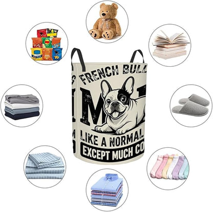 Kids Laundry Hamper Basket - Large Nursery Baby Hamper with Handle for Boys Girls Collapsible Clothes Baskets Organizer Toy Storage Bin Room Decor(Cute Bulldog)