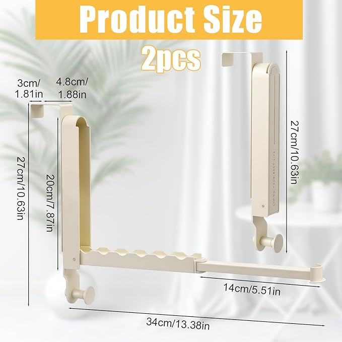 2 Pack Foldable Over The Door Drying Rack, Heavy Duty Door Hanger with Retractable Rod, Space Saving Laundry Towel Clothes Rack for Bathroom Bedroom