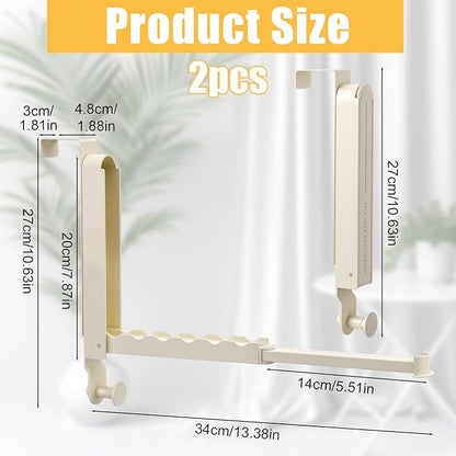 2 Pack Foldable Over The Door Drying Rack, Heavy Duty Door Hanger with Retractable Rod, Space Saving Laundry Towel Clothes Rack for Bathroom Bedroom