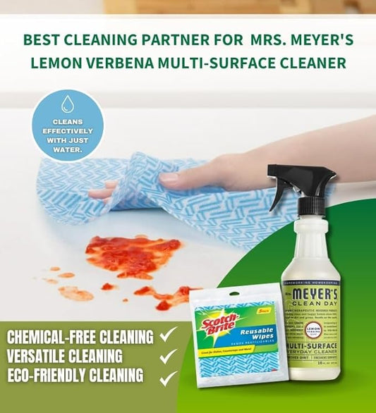 Mrs Meyers Cleaning Spray With Pack of 5 Reusable Wipes - All Purpose Cleaner & Mrs Meyers Multi-surface Cleaner - Kitchen Cleaner Spray & Multipurpose Cleaner, Myers All Purpose Cleaning Spray, 16oz