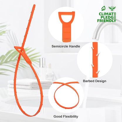 Forlivese 25 Inch Drain Snake,Drain Clog Remover,Sink Snake for Sewer Kitchen Sink Bathroom Tub Toilet Clogged Drains Relief Cleaning Tool 6 Pack