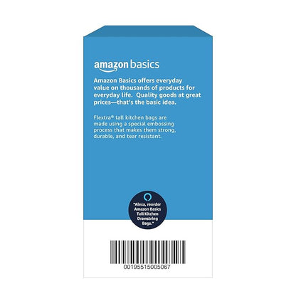 Amazon Basics Flextra Strength Tall Kitchen Drawstring Trash Bags, Fresh Scent, Tear Resistant, 13 Gallon, 90 Count