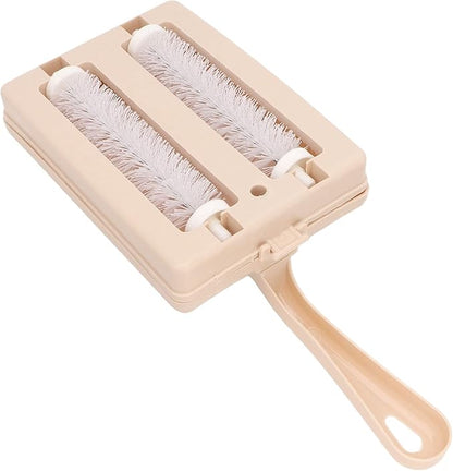 Carpet Debris Sweeper Brush, Handheld Dust Cleansing Brush with Double Rollers, Bed Sheets Sweeping Cleaning Brush with Handle, Hand Broom Brush for Bed Sofa Furniture Clothes Desktop Counter