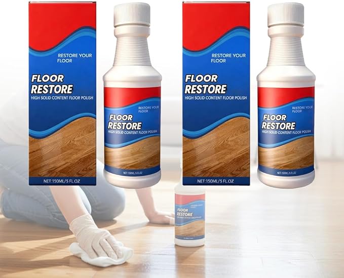 SakerPlus Floor Restore Cleaner, High-Solid Floor Polish for Shine Renewal & Protective Layer, Helps Reduce the Look of Small Scratches, Quick-Drying Clear Finish 5 fl oz (2-Pack)