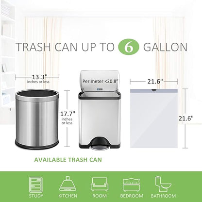 6 Gallon Small 120 Counts Strong Drawstring Trash Bags Garbage Bags by Teivio, Bathroom Trash Can Bin Liners, Plastic Bags for home office kitchen, White
