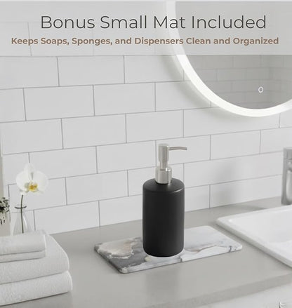 Stone Dish Drying Mat, Foldable Diatomaceous Sink Mat – Fast-Drying, Non-Slip, Easy-Clean Stone Drainer for Kitchen & Bathroom (15.75” x 23.62”)