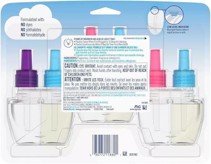 Generic Febreze Plug with Fade Defy Technology Air Freshener - New Limited Edition - (3) of 0.87 fl oz Refills (Floral Variety Pack), Clear