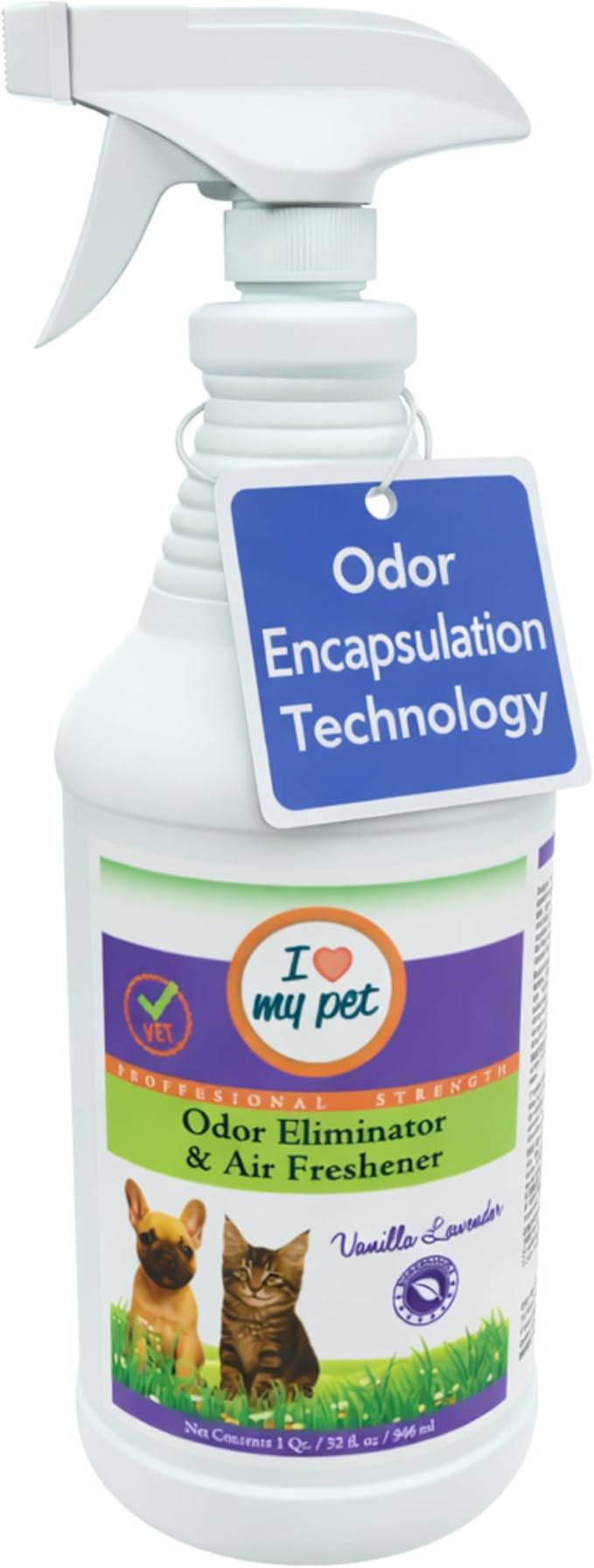 I Love My Pet Odor Eliminator Spray and Air Freshener for Strong Pet Odors, Neutralizes Dog and Cat Urine on Fabrics, Carpets, Pet Beds, 32 oz Vanilla Lavender Scent