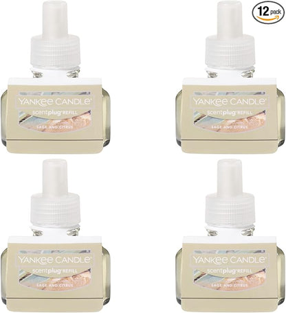 Yankee Candle ScentPlug Refill for Plug in Air Fresheners, Scented Oil Refills, Long Lasting Home Fragrance, Sage & Citrus (Pack of 4)