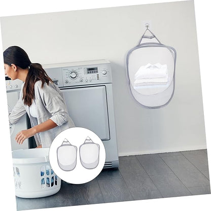 GLEAVI 2pcs Folding Wall Laundry Baskets Collapsible Sundries Organizer Sturdy Mesh Storage Baskets for Household Use Suitable for Dirty Clothes Toys
