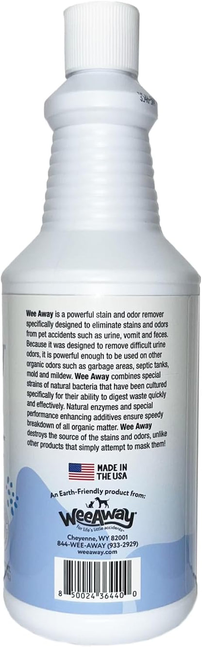 Wee Away Pet Urine Stain & Odor Remover – Natural Enzymatic Cleaner for Puppy Potty Training, Dog Pee – Eliminates Odors at the Source – Unscented, 32 fl oz