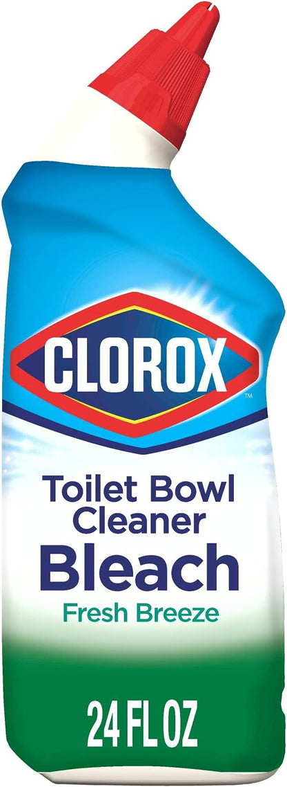Clorox Toilet Bowl Liquid Disinfecting Cleaner with Clinging Bleach Gel, Remove Mildew and Mold, Fresh Scent, 24 Ounces