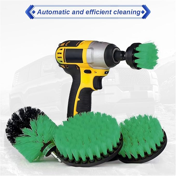 ZIMISI 4PCS Drill Brush Attachment Set, Mult-Purpose Car Wash Brush, Rotary Detailing Brush Set, Car Carpet Cleaner Brushes for Wheel, Grout, Shower, Bathroom, Floor (Green)