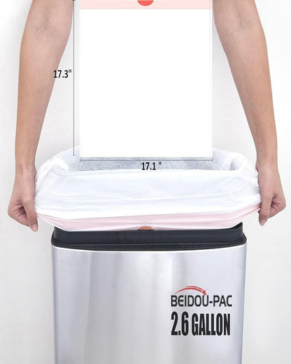 BEIDOU-PAC Trash Bags 2.6 Gallon Drawstring, 100 Count, Multifold Roll Garbage Bags, Small Kitchen Trash Bags, Odorless & Extra Thick White Plastic Food Scrap Bag for Home Office Bathroom Kitchen Bins