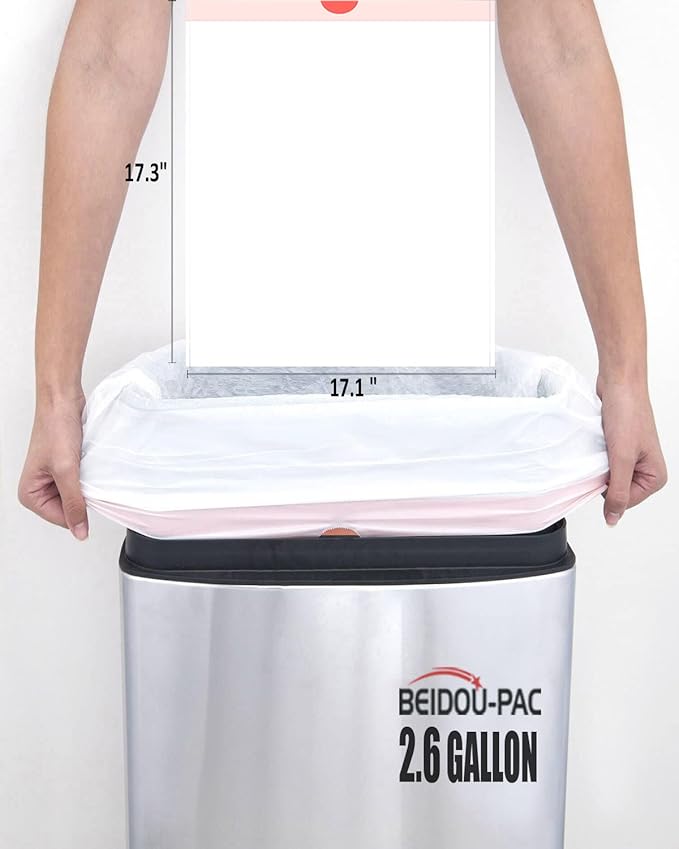 BEIDOU-PAC Trash Bags, 2.6 Gallon, 200 Count, Drawstring, Odorless, Extra Thick, White Plastic, Food Scrap Bag for Home Office Bathroom Kitchen Bins