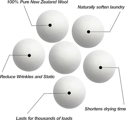 Wool Dryer Balls XL 4-Pack - 100% Pure New Zealand Wool, Ecoigy Natural Fabric Softener, Reduces Wrinkles & Drying Time, Ideal for Essential Oils, Dryer Sheets Alternative,Dryer Balls Laundry Reusable