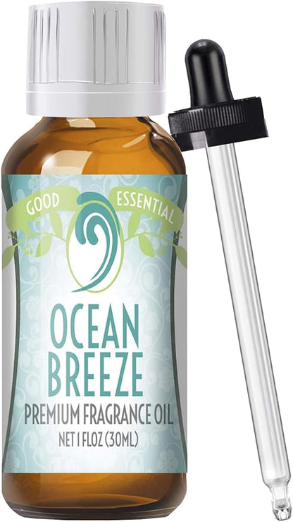 Good Essential Professional Ocean Breeze Fragrance Oil (30 ml / 1 fl oz) for Diffuser, Candles, Soaps, Perfume, Home Care - Ocean Breeze Scented Oil for Candle Making & Aromatherapy