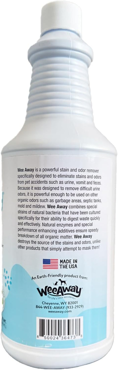 Wee Away Original Formula Concentrated Stain & Odor Remover, Enzyme Cleaner, Pet Urine Odor Eliminator for Home - Pet Mess Destroyer for Carpet & Furniture, Ocean Breeze Scent, 32 fl oz