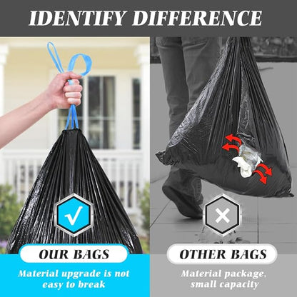 15 Gallon 120 Counts Strong Drawstring Trash Bags Garbage Bags by Teivio, Bathroom Trash Can Bin Liners, Plastic Bags for home office kitchen, Black