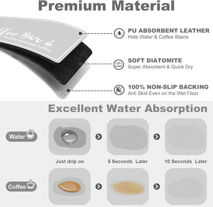 Findosom Dish Drying Mat, 16"x 24" Super Absorbent & Hide Stain Coffee Mat, Cuttable Drying Mat for Kitchen Counter, Coffee Bar Accessories, Under Dish Rack, Coffee Maker, Espresso Machine, LightGrey