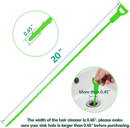 Drain Snake Hair Drain Clog Remover - 4 Pack Shower Snake Sink Unclogger Tool with Exquisite Packaging (Green)