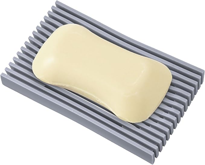 Aoheuo Modern Minimalist Soap Dish (1Pack),Drainage Silicone Soap Holder,5.5 Long by 3.15 Wide,0.55 inches high,Used for Kitchen,Bathroom,and Bar Sink(Incanus)